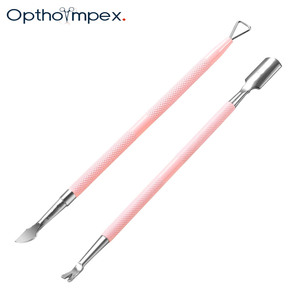 Pousse-cuticules professionnel double extrémité en acier inoxydable réutilisable et durable pour manucure et soin des ongles en salon - Product Image 1