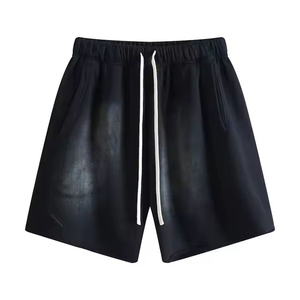Pantalones cortos de lana lavados con ácido Vintage personalizados para hombre, ropa de calle serigrafiada 6XL de secado rápido, sudor Terry con borde cortado - Product Image 1