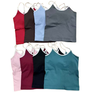 Conjunto de Yoga de 2 piezas sin costuras con logotipo personalizado de alta calidad para mujer, mallas estampadas de cintura alta con Top corto - Product Image 5