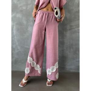 Topshow Women's <b>Powder</b> <b>Pink</b> Lace-up Trousers Wholesale Product - Product Image 2