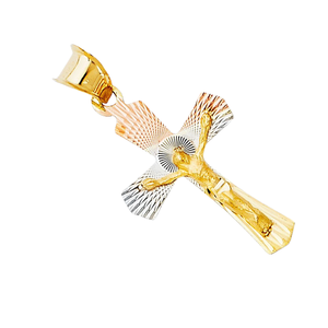 Customizable 14K Three Tone <b>Gold</b> Silver Plated Christian <b>Crucifix</b> Jesus Cross <b>Pendant</b> Hip Hop Style Fashion Children's <b>Pendant</b> - Product Image 2