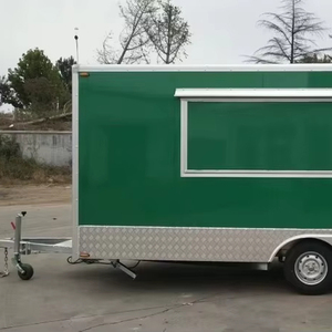 รถพ่วงขายอาหาร/ครัวเคลื่อนที่ ขนาด 11 ฟุต x 7 ฟุต x 7.55 ฟุต - รถพ่วงขายอาหารว่างแบบเร็วทำจากอะลูมิเนียมสีเขียว พร้อมคุณสมบัติป้องกันสนิม ใหม่ - Product Image 1