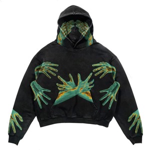 Sweat à capuche oversize en molleton brodé pour homme, style streetwear, 80 % coton 20 % polyester, avec épaules tombantes - Product Image 6