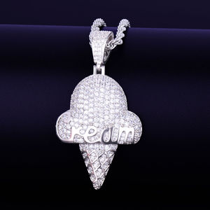 Design de crème glacée personnalisé Moissanite Diamond Hip Hop S Pendentif en argent sterling 925 avec breloque coupe ronde - Product Image 1