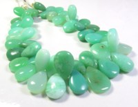 Perles de Chrysoprase Vert Naturel Taillées en Poire Polies 12-18mm Non Traitées 240 Cts Pour Bijoux Pierre Précieuse Vert Marine Fil de 9 Pouces Gems Valley