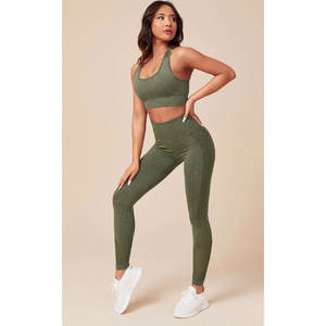 Costume de Yoga sans couture écologique léger pour femmes respirant sans manches Fitness vêtements de sport nouvelle version taille élastique - Product Image 1