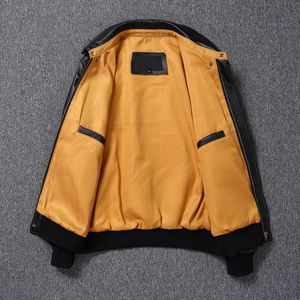 แจ็กเก็ตหนังผู้ชายสีดำหนังวัวแท้ A2นักบินเครื่องบินนักบินแจ็กเก็ตอุตสาหกรรม - Product Image 5