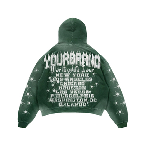 Diamantes de imitación sólidos desteñidos al sol lavados con ácido Vintage para hombre personalizados para correr acampanado chándal 100% algodón de talla grande primavera - Product Image 4