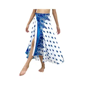 プリント柄の4ラインロングスカートは日光からの熱から保護します出荷準備ができて着用すると涼しく通気性があります