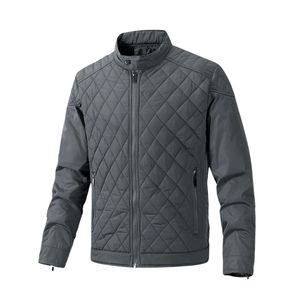 Grey Winter Puffer Jacket Men Custom Logo Bubble Coat Quilted <b>Padded</b> Outerwear Streetwear Lightweight Warm Mens Jacket - Product Image 1