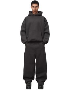 Conjunto Deportivo Informal de Invierno para Hombre, Sudadera con Capucha de Felpa Negra y Pantalones Jogger de Corte Holgado, Ropa Deportiva Urbana - Product Image 1