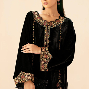 Vestido de terciopelo, precio competitivo, a la moda, personalizado, bordado hecho a mano, vestido de terciopelo, ropa de novia y elegante, tela suave cultural - Product Image 3