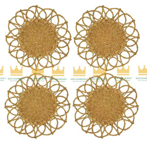 Rattan <b>Placemat</b> Woven Dishes & Plates Holder Kitchen Handmade <b>Wicker</b> Coffee & Tea <b>Placemat</b> Round Rattan <b>Placemats</b> - Product Image 2