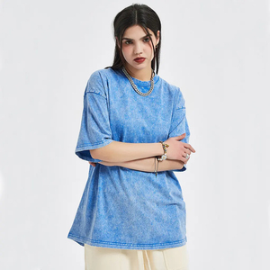 Vente en gros T-shirts délavés à l'acide unisexe personnalisés T-shirt surdimensionné vintage à épaules tombantes en coton délavé pour femmes - Product Image 2