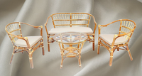 Ensemble de salon classique en rotin Flandeo, table basse et chaises, design pour appartement, matériau en bois durable, hôtels, villas