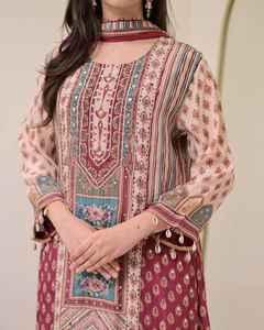 Ensemble Kurti pour femmes, vêtements ethniques traditionnels élégants, en chinon pur extensible, séchage rapide, doublure en coton doux pour les fêtes et les festivals - Product Image 3