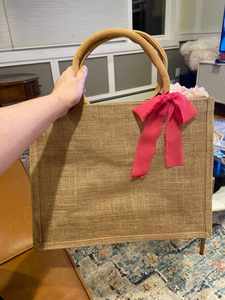 Bolsa de Yute Personalizada al por Mayor, 30*22*13cm, Interior Laminado Impermeable, Asa de Cuerda, para Playa, Compras, Fiestas, Bodas - Product Image 4