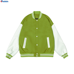 แจ็คเก็ตวาร์ซิตี้ผู้ชายสุดฮิต ขายดี 100% โพลีเอสเตอร์ ปักอักษรแบบเบสบอล แขนหนัง ทรงสแตนด์ ไซส์ใหญ่พิเศษ - Product Image 6