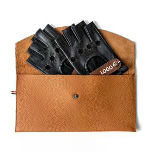 Guantes sin dedos de conducción de cuero genuino de medio dedo Guantes de estilo transpirable de calidad superior para hombres y mujeres con precios razonables - Product Image 3