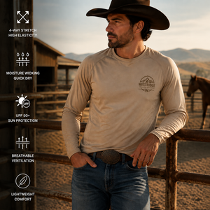 เสื้อเชิ้ตทำงานสไตล์คาวบอยแขนยาวแบบแร็กแลนสำหรับผู้ชาย ระบายอากาศได้ดี ยืดได้ 4 ทิศทาง ป้องกันแสงแดด UPF 50+ เนื้อผ้าเบาสบาย - Product Image 1