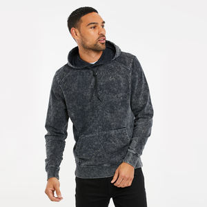 Street Fashion Solid Color Pullover Outwear <b>Winter</b> Drawstring <b>Coat</b> Sweatshirt New Arrival Men's 100% Cotton Acid Wash Hoodie - Product Image 5