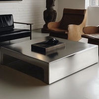 Table basse minimaliste en acier inoxydable durable, personnalisable, de luxe, pour salon, table d'appoint pour canapé