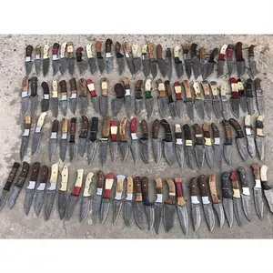 Toptan yüksek kaliteli sabit bıçak avcılık bıçağı şam çelik avcılık bıçaklar perakendeciler için özel kolları ile kamp bıçaklar