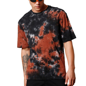Camiseta informal de manga corta con hombros caídos, camiseta de algodón tie-dye hecha a medida, camisetas de hombre extragrandes, camisetas estampadas tie-dye multicolores - Product Image 2
