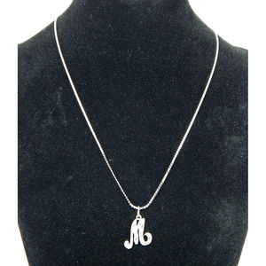 Collana a maglia a serpentina piatta in argento Sterling 925 con ciondolo M oro rosa placcato gioielli alla moda realizzati principalmente in rame - Product Image 1