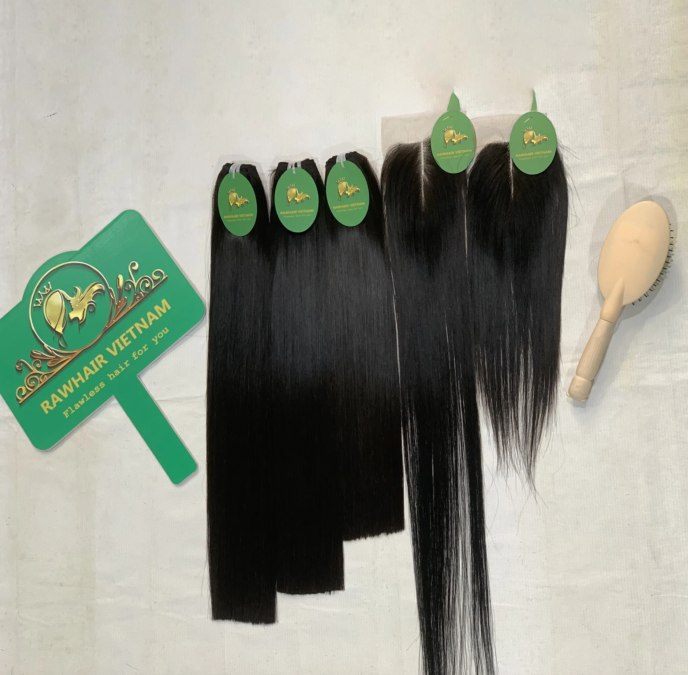 Combo de pelo 16.Dec para extensiones de cabello humano liso de hueso vietnamita embalado venta completa trama genio de alta calidad