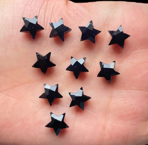 Pierre précieuse briolette en forme d'étoile sculptée à la main noire naturelle pour la fabrication de bijoux bague pendentif bracelet collier en gros - Product Image 2