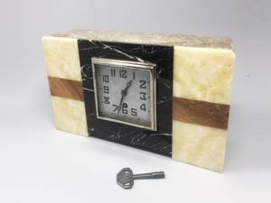 The <b>CRAFT</b> EXIM Luxury Natural Marble Quartz Art Deco <b>Desk</b> Clock Premium Handcrafted Home Office Decor - Product Image 2