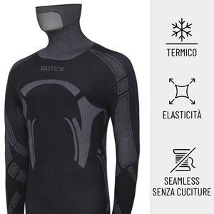 Biotex Lupetto camicia da uomo mutandine nere termiche con maniche lunghe e scaldacollo XS/M - Product Image 3