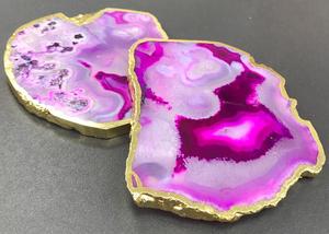 Luxury Space Tableware Accessories <b>Agate</b> <b>Coaster</b> With Gold Electroplated <b>Agate</b> Slice at Wholesale Price with Premium Quality - Product Image 5