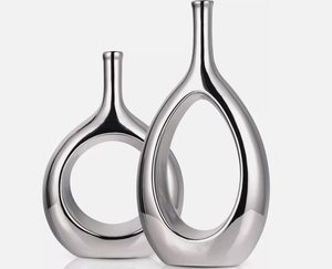 ชุดแจกันทรงกลมแบบมินิมอลทันสมัย สีทองเงิน 2 ใบ งานแฮนด์เมด คุณภาพสูง ตกแต่งบ้านและสวนอย่างมีสไตล์ แจกันดอกไม้ตั้งพื้น ดีไซน์ไม่ซ้ำใคร - Product Image 3