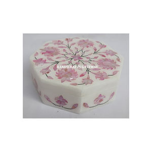 Excellent Export Quality Octagonal Shape <b>White</b> Marble MOP Jewelry <b>Boxes</b> For Wedding <b>Gifting</b> Purpose Importer And Exporters - Product Image 2