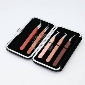 Pinzas Profesionales para Extensión de Pestañas con Punta de Fibra, Angulares, para Volumen, Agarre Perfecto, Aislamiento, Herramienta de Precisión para Artistas de Pestañas - Product Image 1