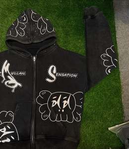 Sweat-shirts unisexes d'hiver à fermeture éclair en spandex/coton polaire, personnalisés en gros, avec motif imprimé, service OEM, coupe ample, style streetwear - Product Image 6