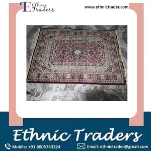 Tapis en soie brodée indienne d'excellente qualité pour la maison et l'hôtellerie, tapis kashmiri provenant d'un fournisseur indien - Product Image 6