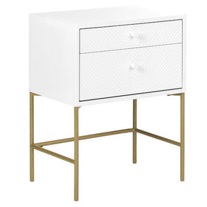 Table de chevet pliable en bois blanc avec base dorée au design midcentury meubles de chevet de rangement de luxe simples pour chambre à coucher - Product Image 3