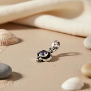 "Handmade Rose Gold 925 <b>Silver</b> Amethyst Pendant <b>Charm</b> for Women" - Product Image 1