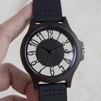 Reloj de Madera con Diseño Hueco en Cuero para Hombre y Mujer, Reloj de Pulsera de Cuarzo Transparente para Hombre