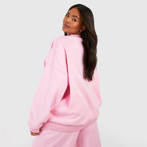 Sudaderas de Cuello Alto con Media Cremallera y Diseño Personalizado, de Gran Tamaño, con Hombros Caídos, de Felpa 100% Algodón de Primera Calidad, para Mujer, Ropa Casual - Product Image 6