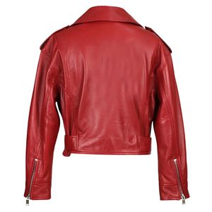 Veste de moto en cuir d'agneau véritable pour femme, imprimée, fermeture éclair sur le devant, personnalisable, hiver, écologique, séchage rapide, coupe-vent, chauffante - Product Image 3