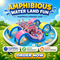 Parc aquatique gonflable commercial 2026 en PVC et métal avec toboggan et piscine pour divertissement familial sur aire de jeux