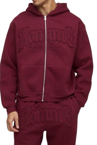 Tela de lana pesada para calidez y comodidad en otoño e invierno Sudadera con capucha con cremallera completa y bolsillo de canguro - Product Image 2