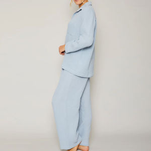 Pigiama da Donna 100% Cotone, Abbigliamento da Casa Personalizzato, Set <span class=keywords><strong>Camicia</strong></span> e Pantaloni Ecologici per Dormire - Product Image 2