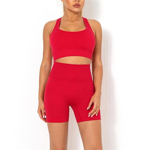Nouvelle arrivée de vêtements de sport avec logo personnalisé ensemble de soutien-gorge et short de yoga pour femmes ensemble de motards à prix d'usine avec service OEM - Product Image 1