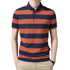 Polo à manches courtes rayé pour homme, design personnalisé OEM, qualité supérieure, grande taille, col à revers, demi-manches, polo à manches courtes pour homme - Product Image 1