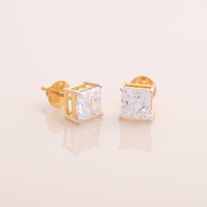 Pendientes de Diamante Cultivado en Laboratorio de 4.06ct, Corte Princesa, Oro Amarillo, Blanco y Rosa de 9K, Joyería Solitaria - Product Image 1